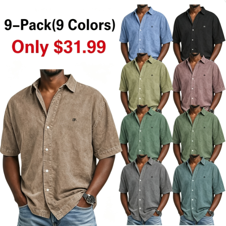 Men's Shirt Casual Shirt Denim Shirt Cotton Acid Wash Shirt