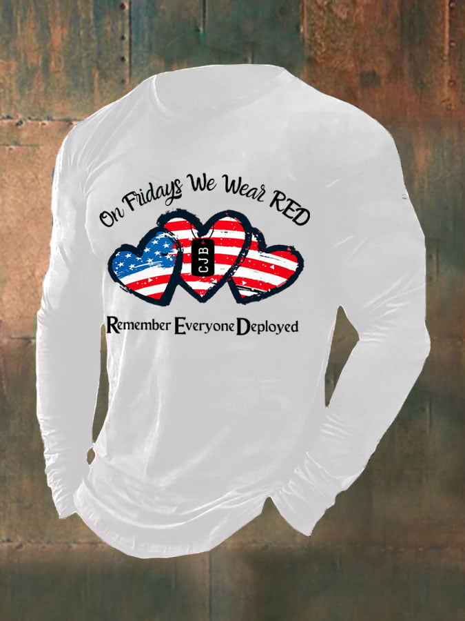 Men's On Fridays We Wear Red Printed T-Shirt