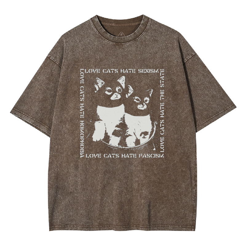 Love Cats Washed T-shirt