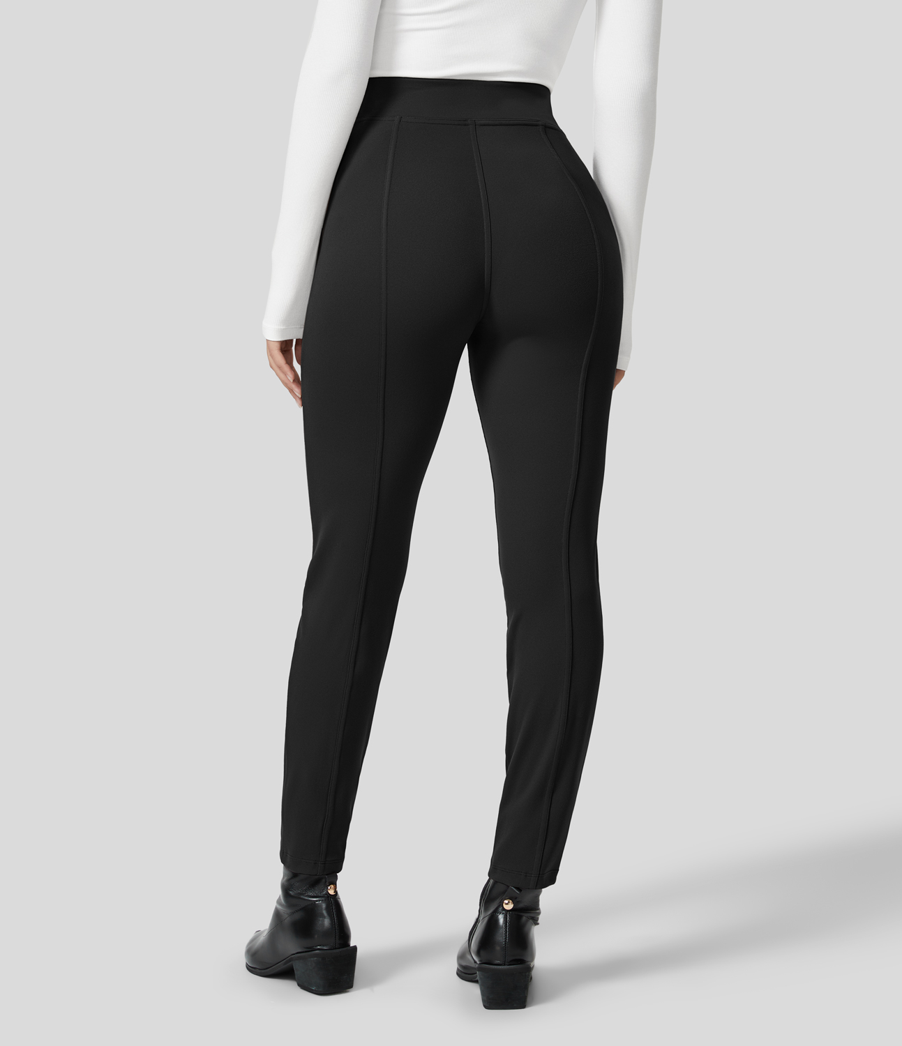High Waisted Pockets Zipper Casual Slim Pants