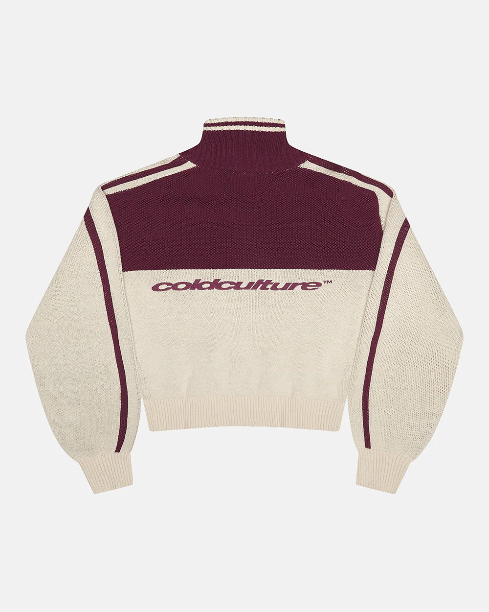 POWERLINE ZIP KNIT BEIGE & BURGUNDY