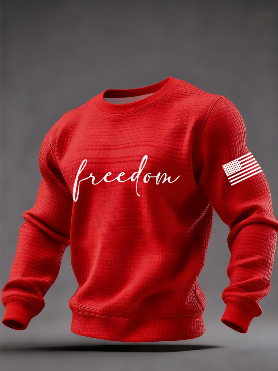 Men's Freedom  Flag Print Checkered Sweatshirt