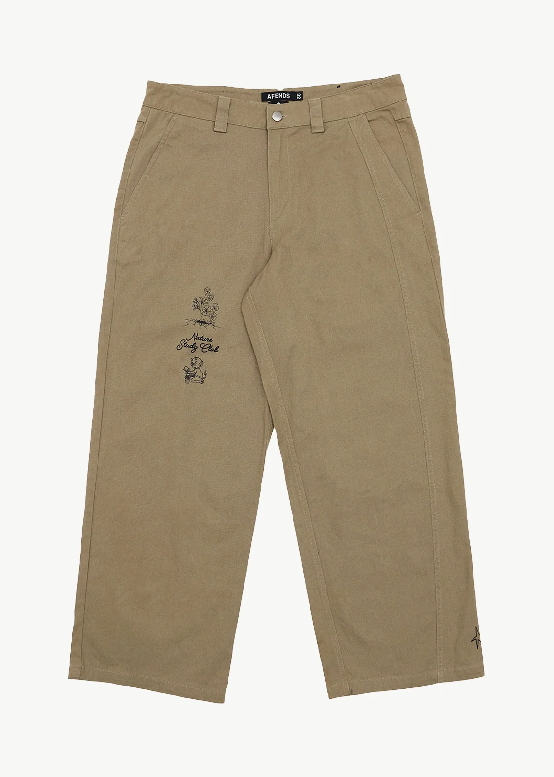 AFENDS Mens Flower Patch - Pablo Printed Pant - Stone