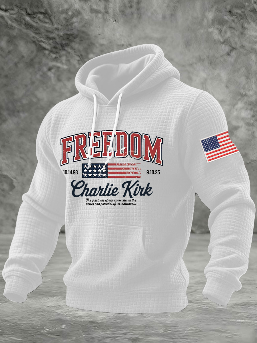 Men's Freedom  Checkered Cotton Hoodie