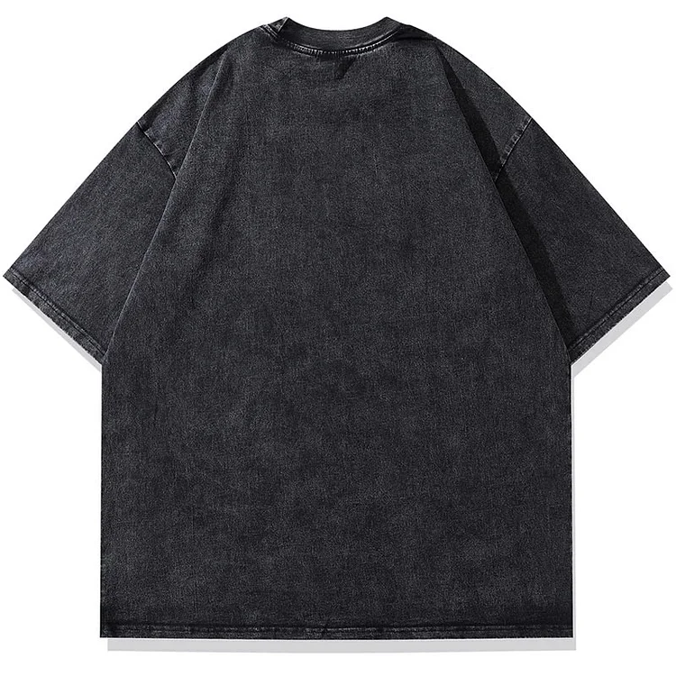 / Vintage Punk Streetwear Hip Hop Doberman Dog Graphic Print Washed Oversize T-Shirt