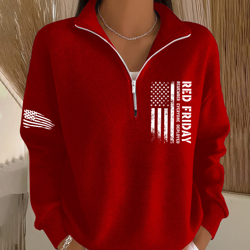 Women's Red Friday Printed Casual Sweatshirt