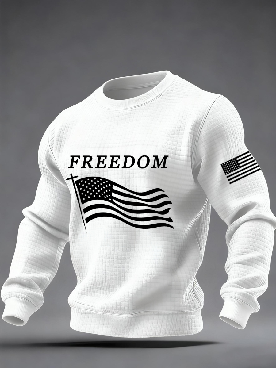 Men's Freedom  Flag Print Checkered Sweatshirt