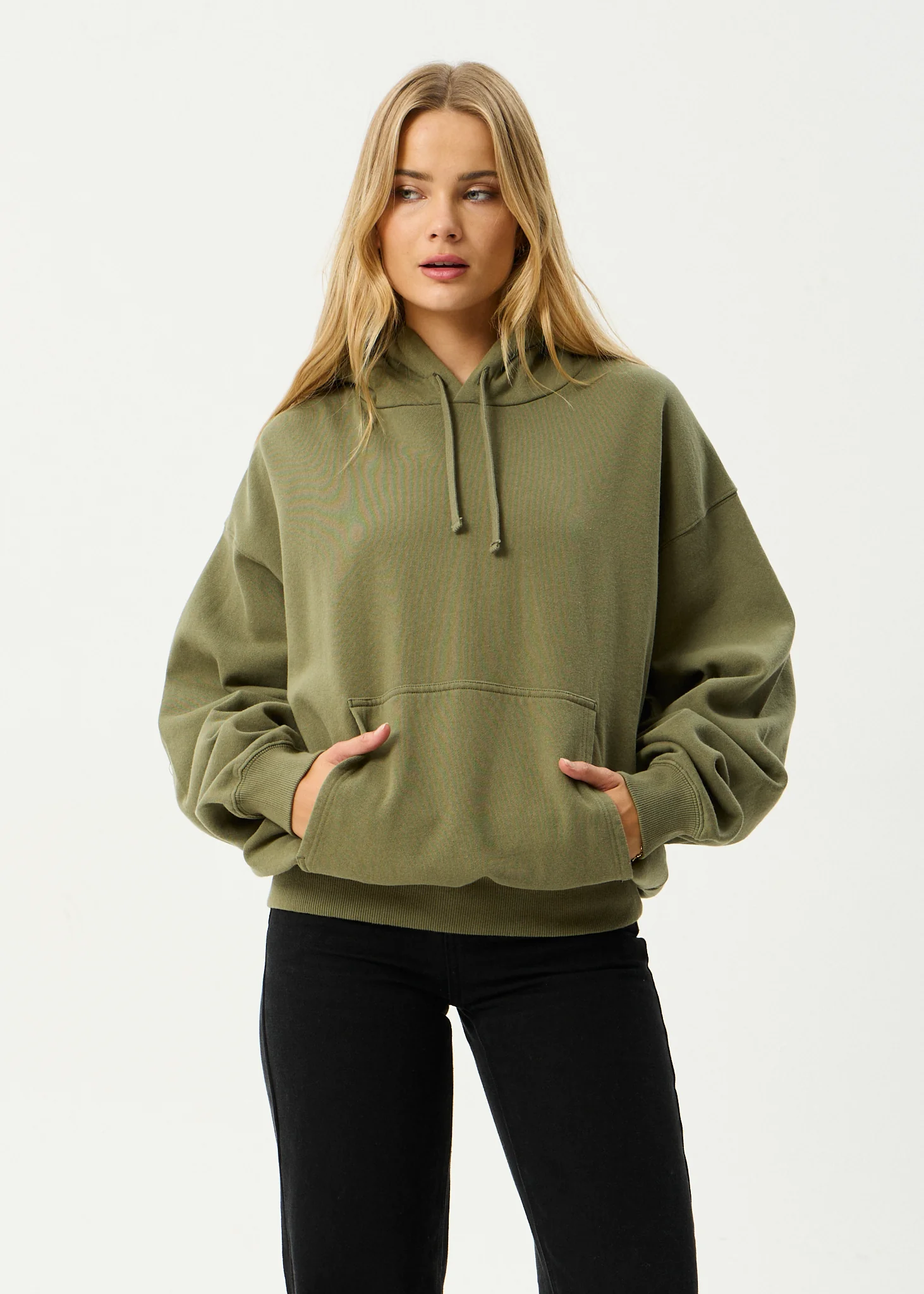 AFENDS Mens Genesis - Boxy Hoodie - Military