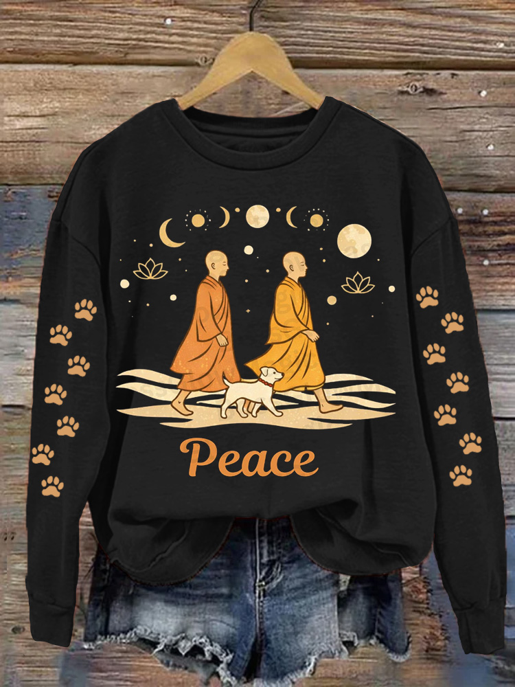 Vintage And Peace Walking Art Crew Neck Sweatshirt