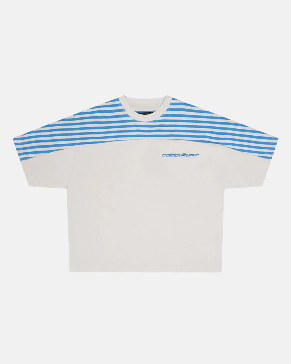 LOLLY HALF STRIPES TEE GREY AND BLUE