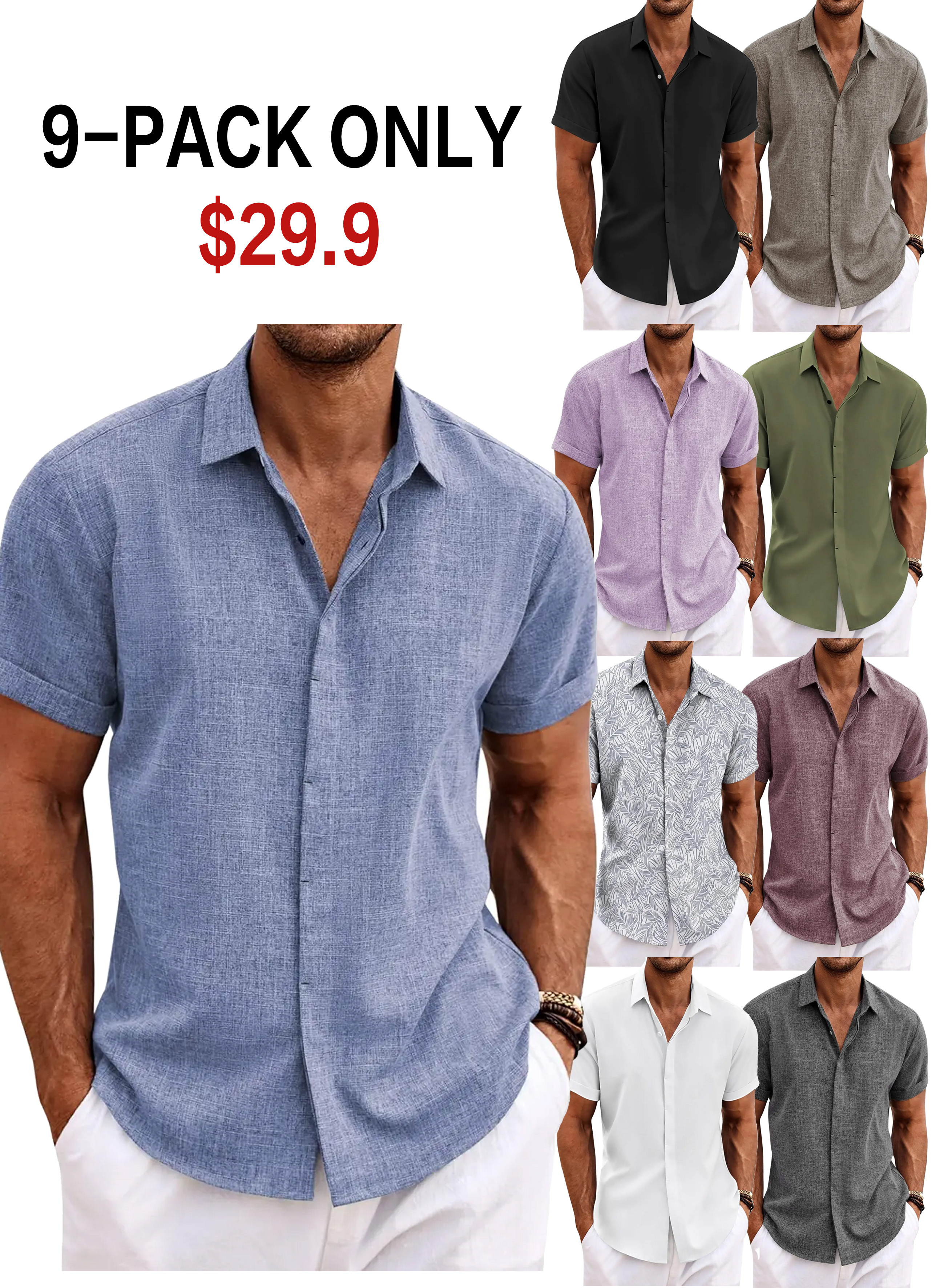 COOFANDY Men's Linen Shirts Short Sleeve Casual Shirts Button Down Shirt for Men Beach Summer Wedding Shirt