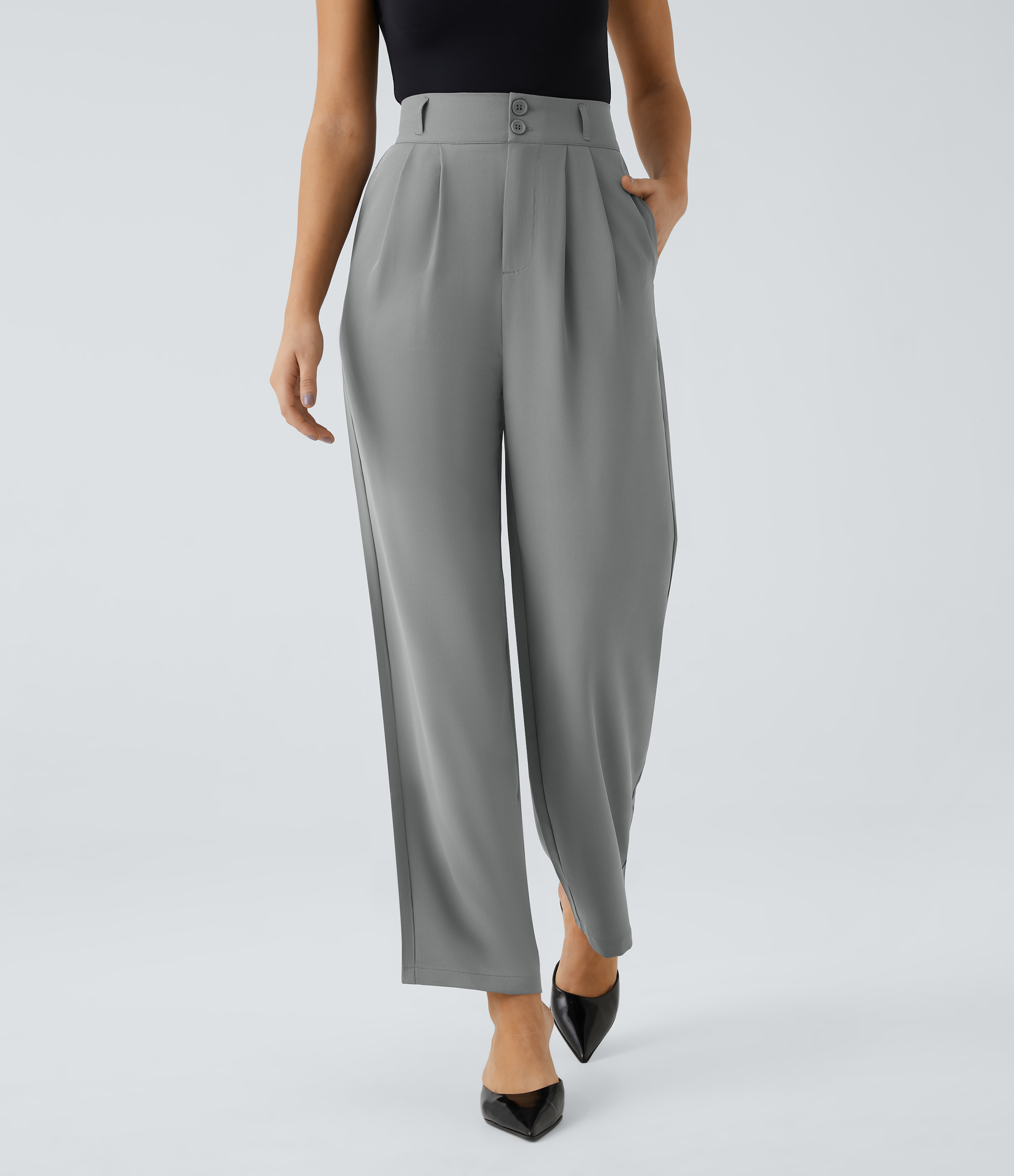 Halara Flex™ High Waisted Zipper Pocket Shirred Straight Leg Work Pants