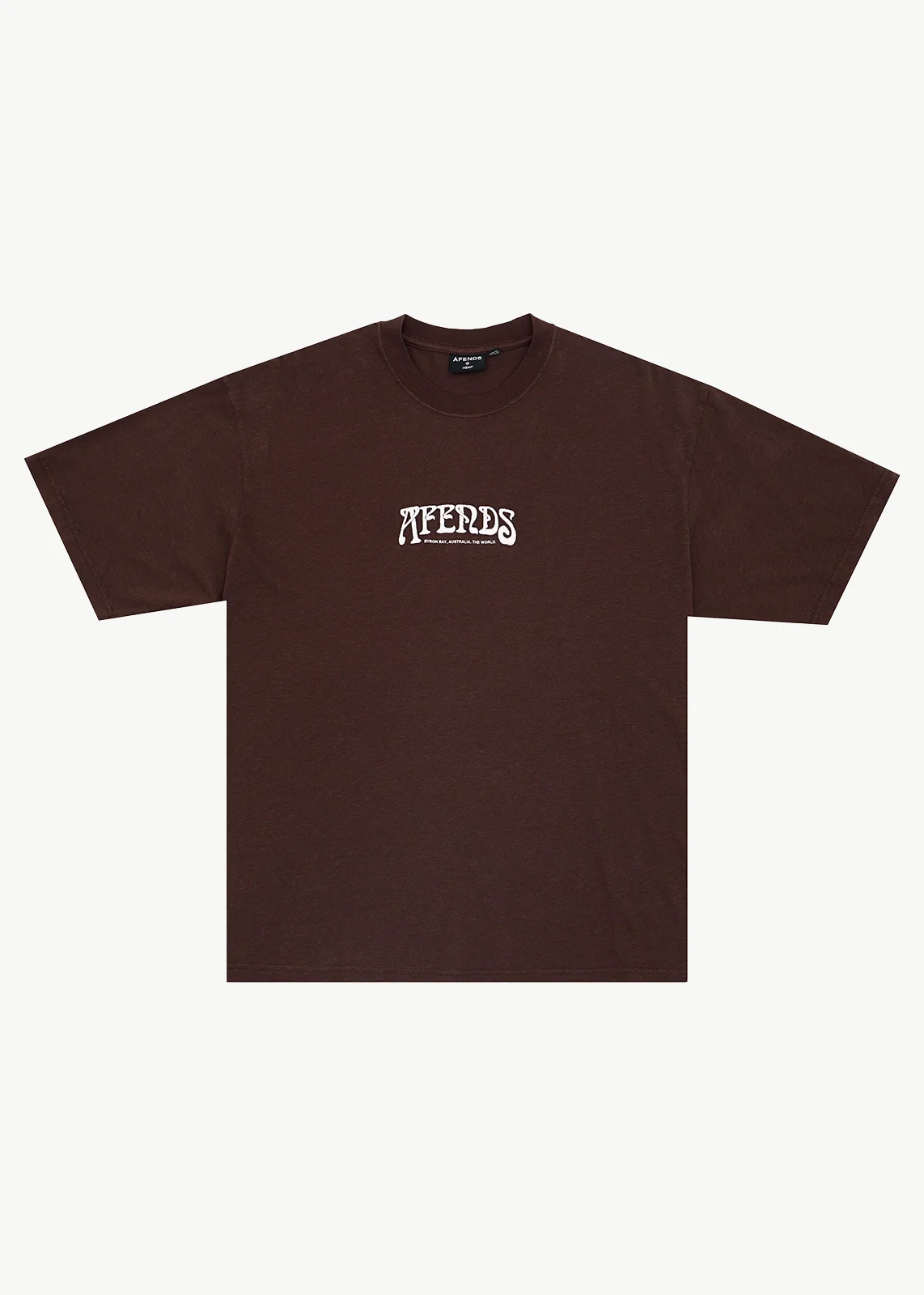 AFENDS Mens Perception - Boxy Tee - Washed Coffee