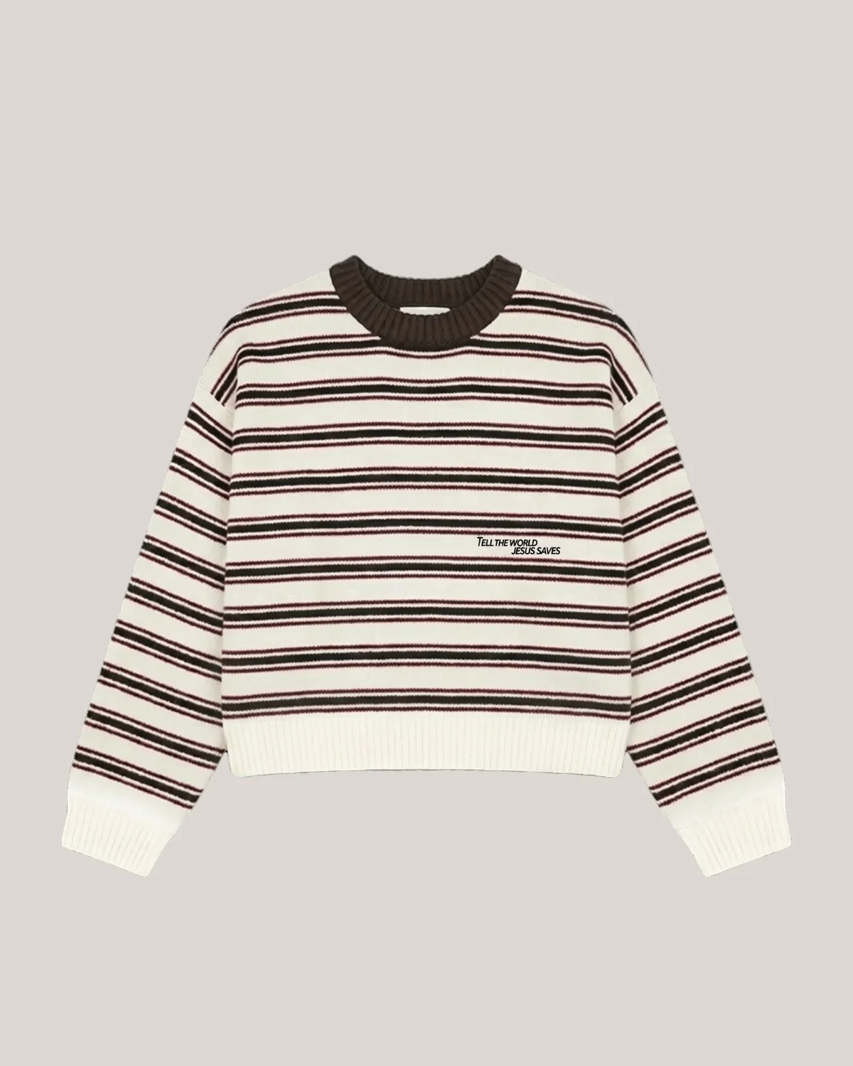 Striped Jesus Saves Knit Sweater