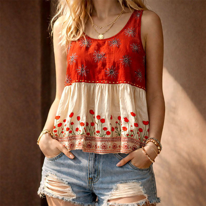 Women's Red Friday Poppy Printed Tank Top