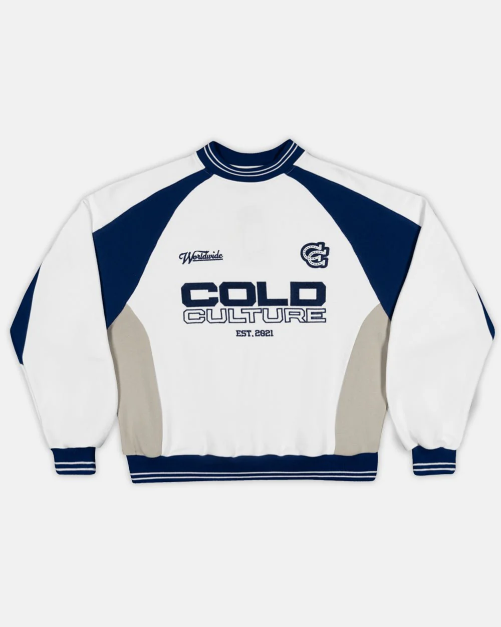 COWBOY VARSITY CREWNECK WHITE/BLUE