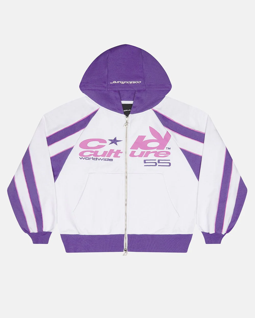 TEASE ME ZIP HOODIE WHITE & PURPLE