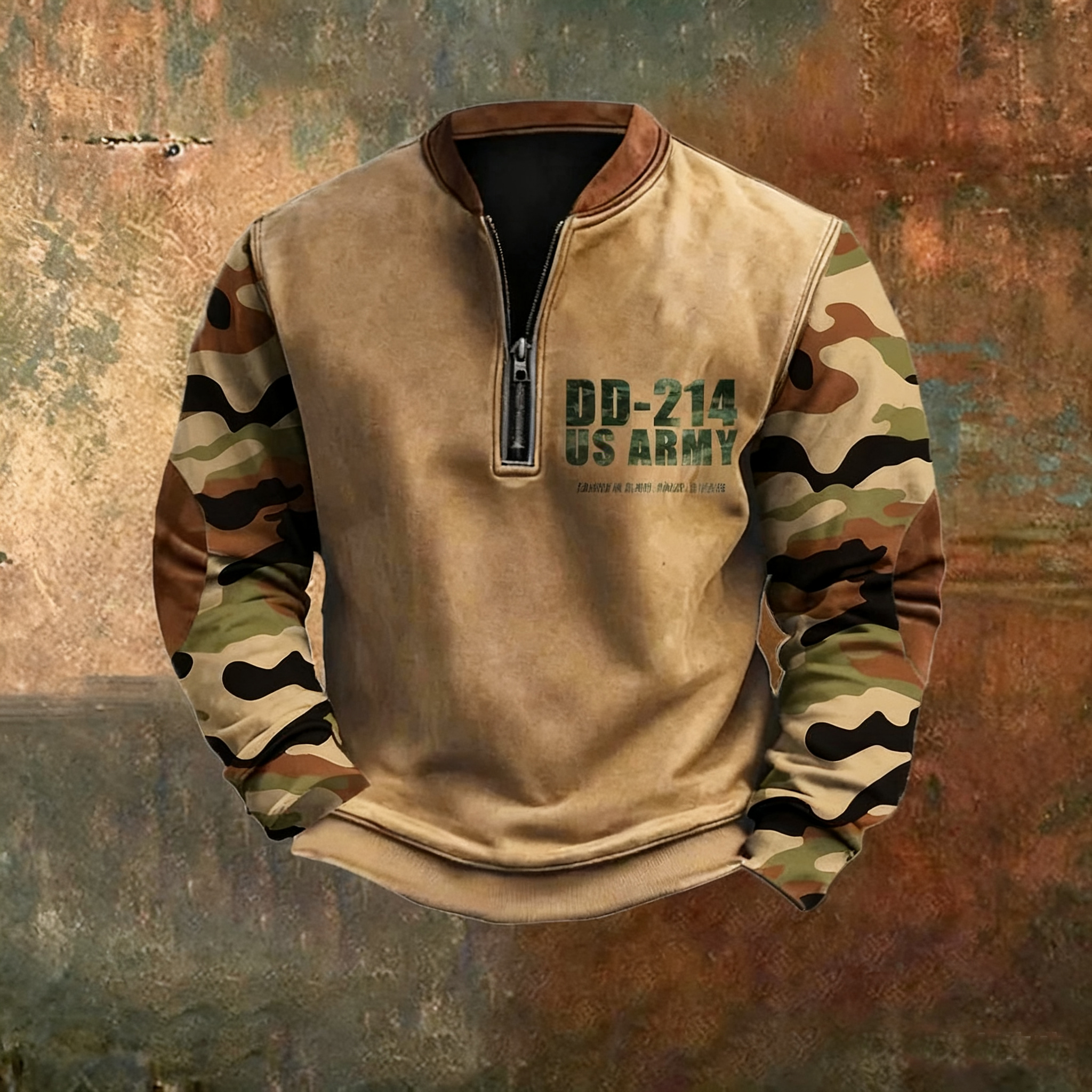 Men's Retro DD-214 Veteran Zip Collar Sweatshirt