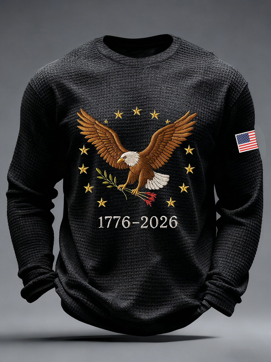 Men's 1776-2026 Waffle Print Casual T-Shirt