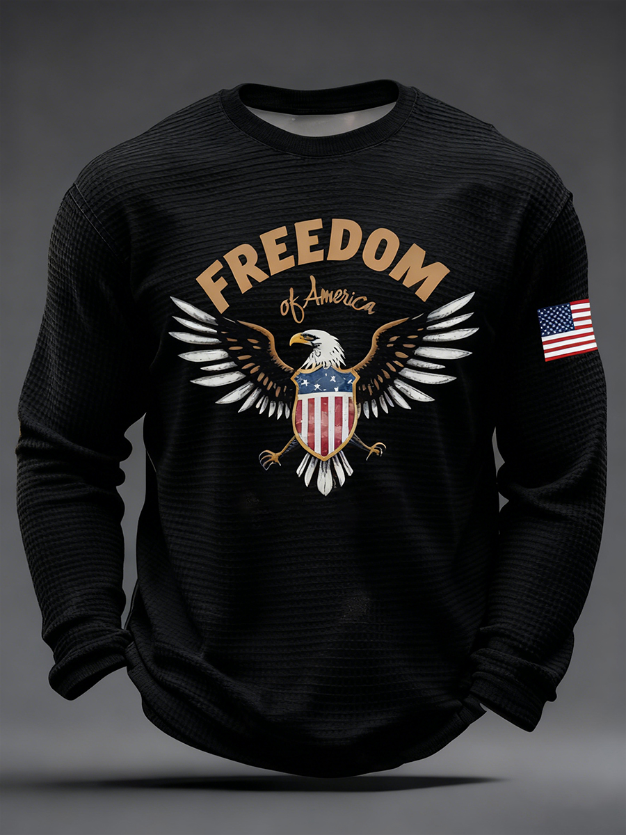 Men's Freedom Of 1776-2026Flag Waffle Long Sleeve T-Shirt