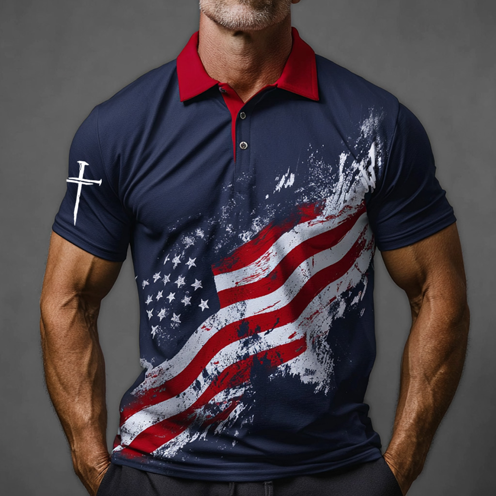 Men's America 250th Anniversary Faith Art Print Polo Shirt