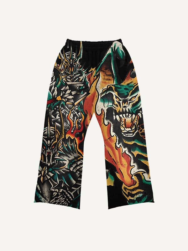 Figure&Graphic Print Elastic Waist Pants