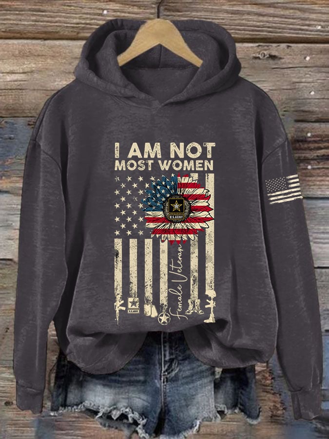 Women's I Am Not Most Women Flag Sunflower America For Female Veteran Hoodie