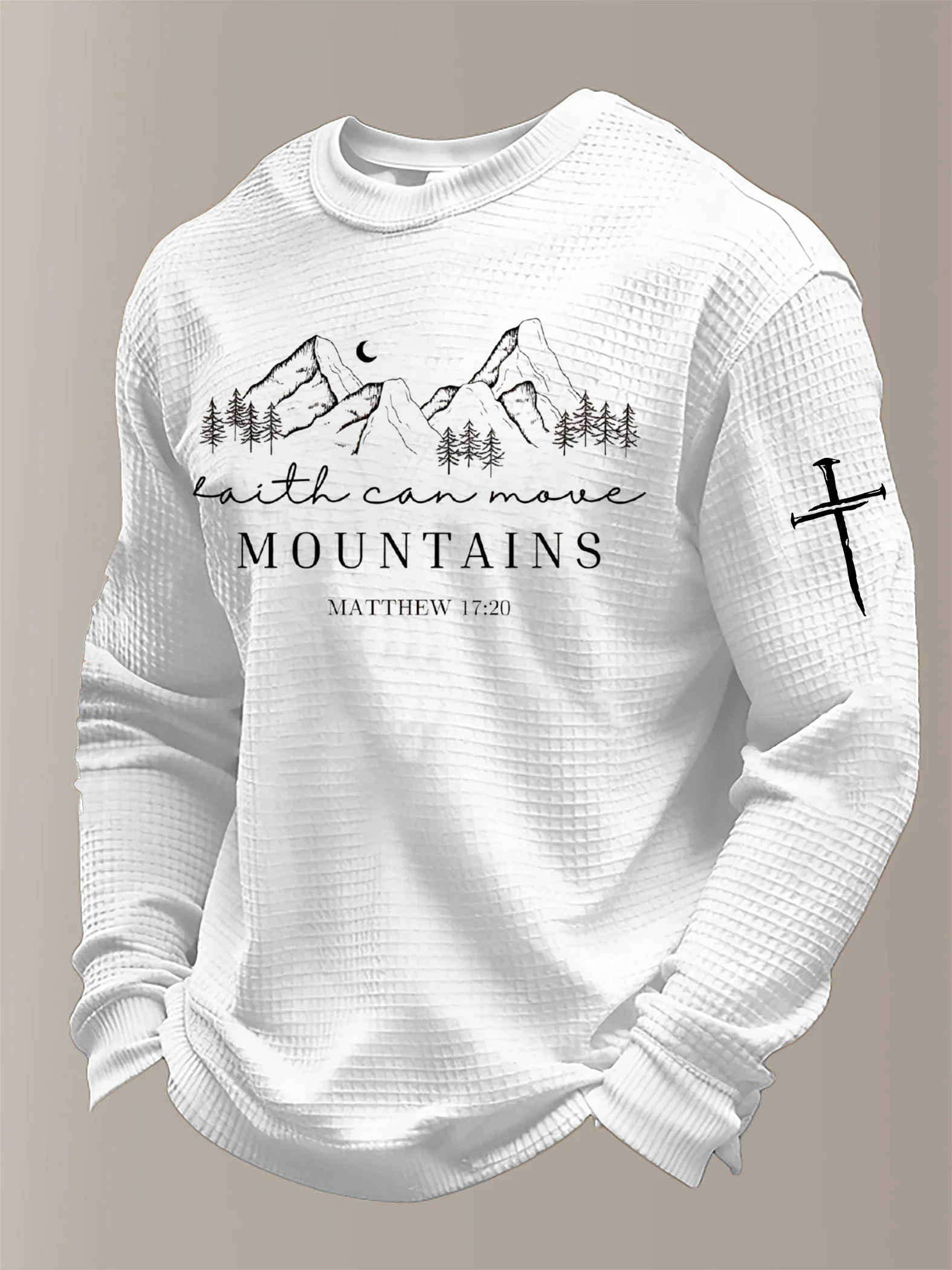 Men's Faith Can Move Mountains Print Long-Sleeve Top-Fast Shipping