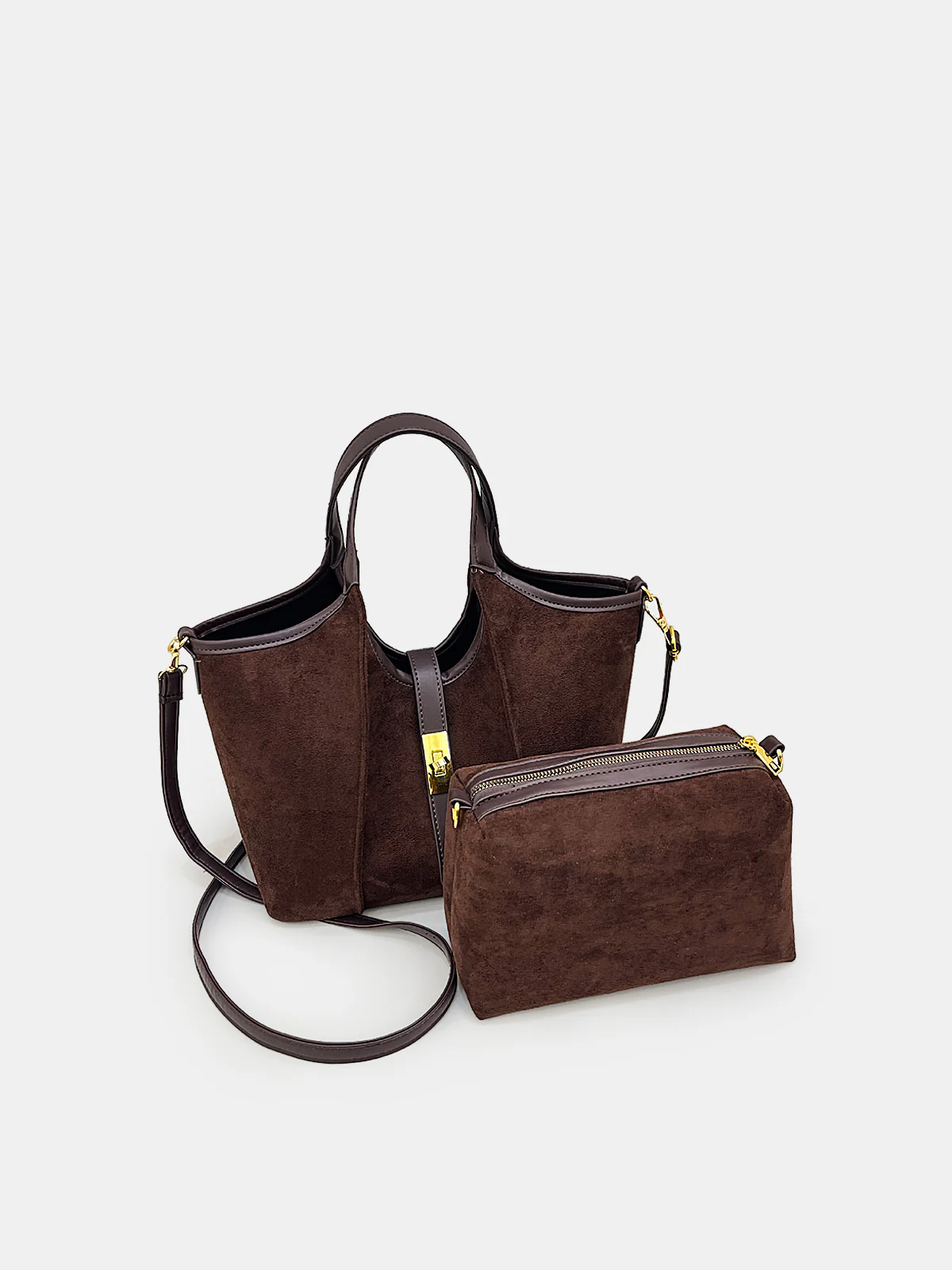 Vintage-Inspired Suede Top-Handle Bag
