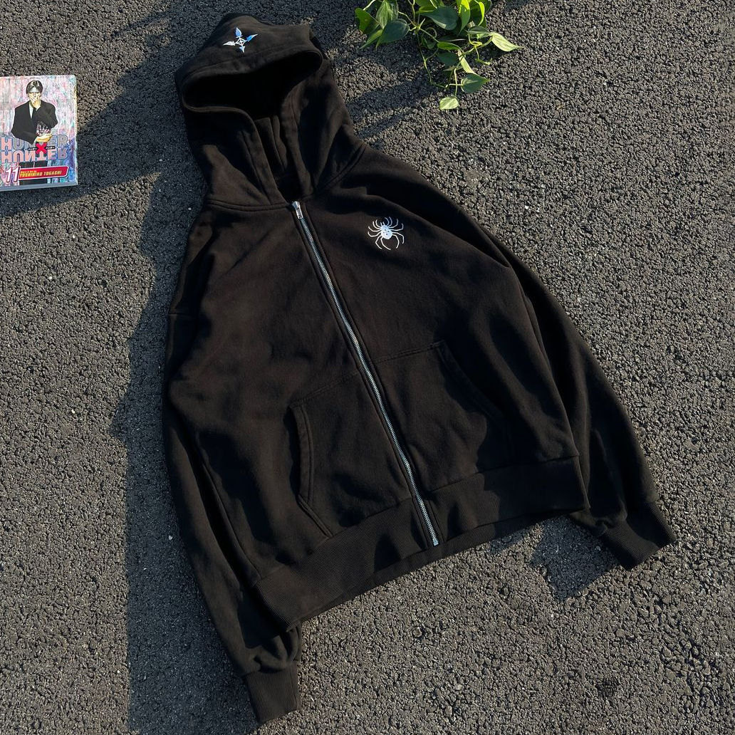 Spider Hand Print Long Sleeve Zipper Hoodies