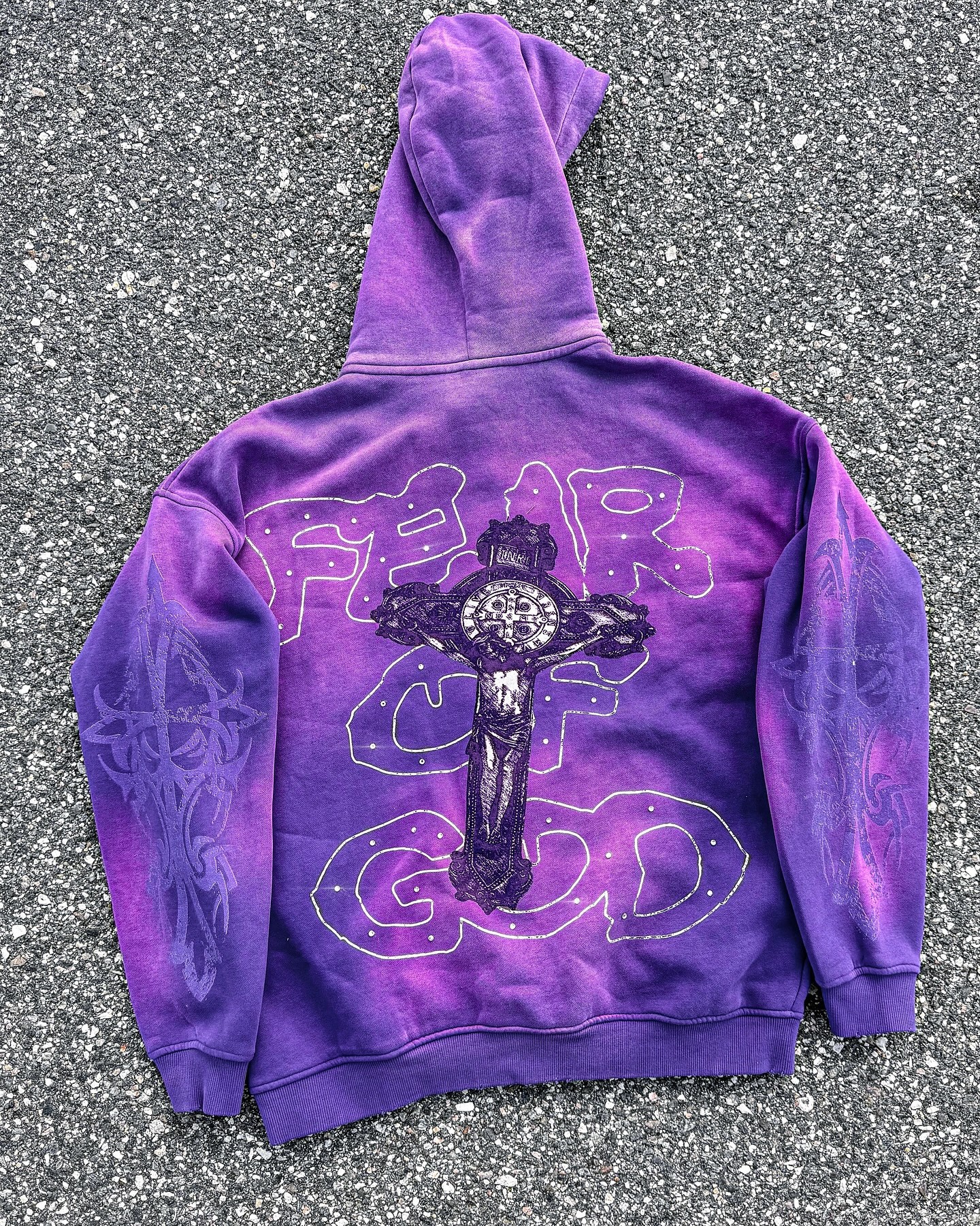 Cross Print Zip-Up Hoodie