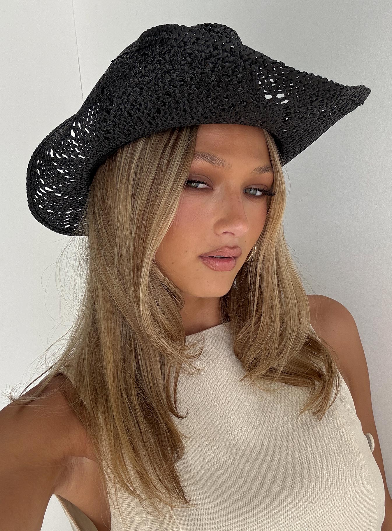 Avyanna Straw Cowboy Hat Black