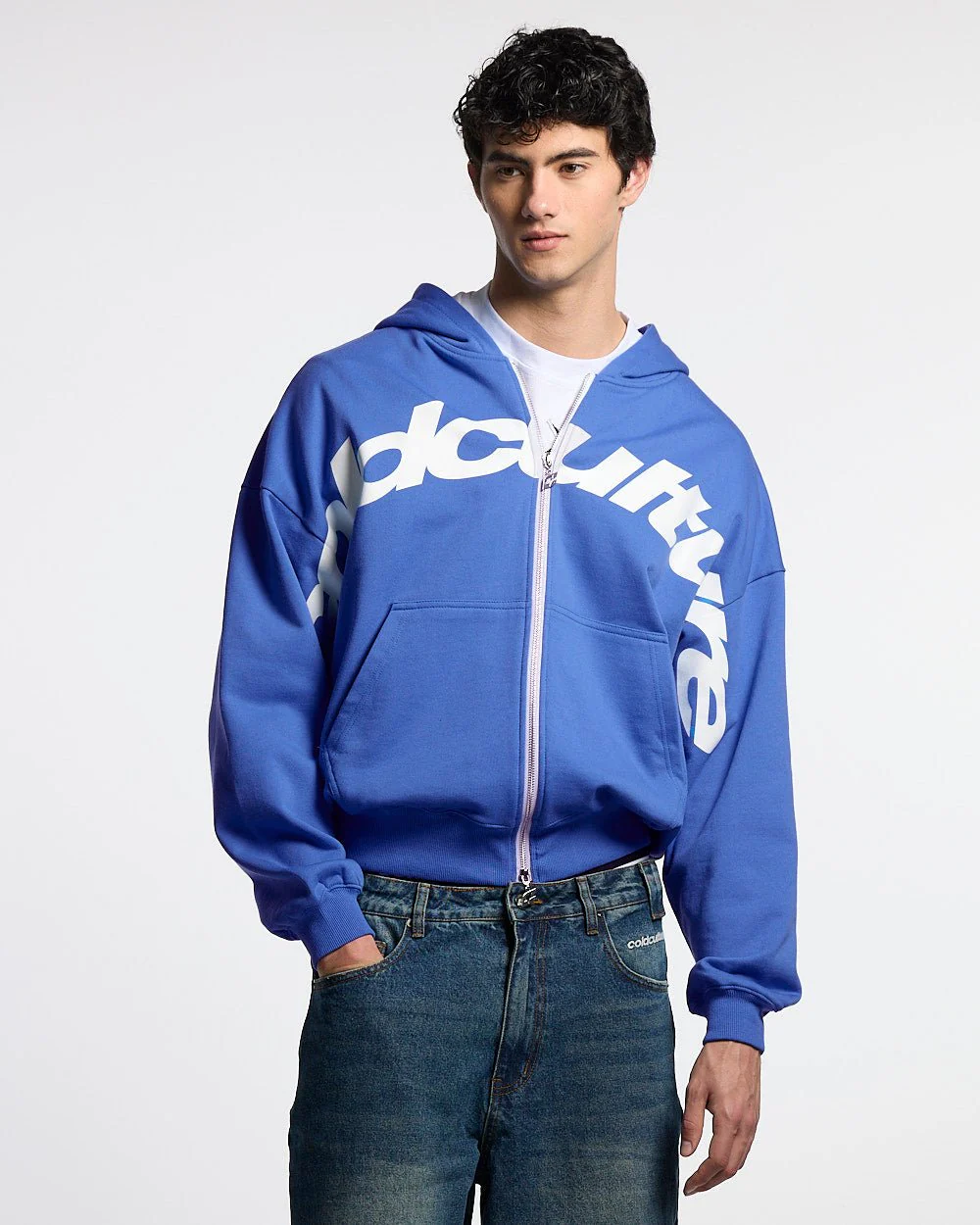 DRIVEN ZIP HOODIE BLUE & WHITE