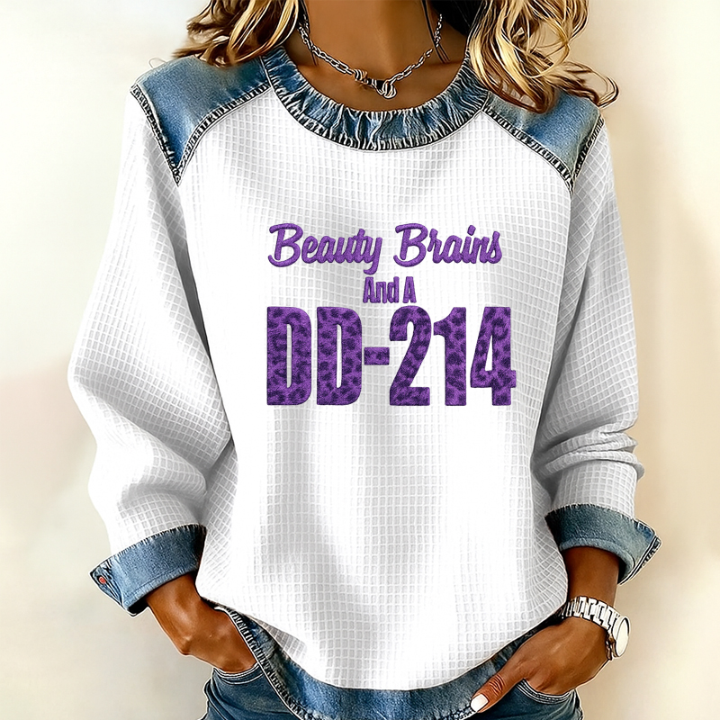 Women's Veteran Print Casual Lapel Sweatshirt