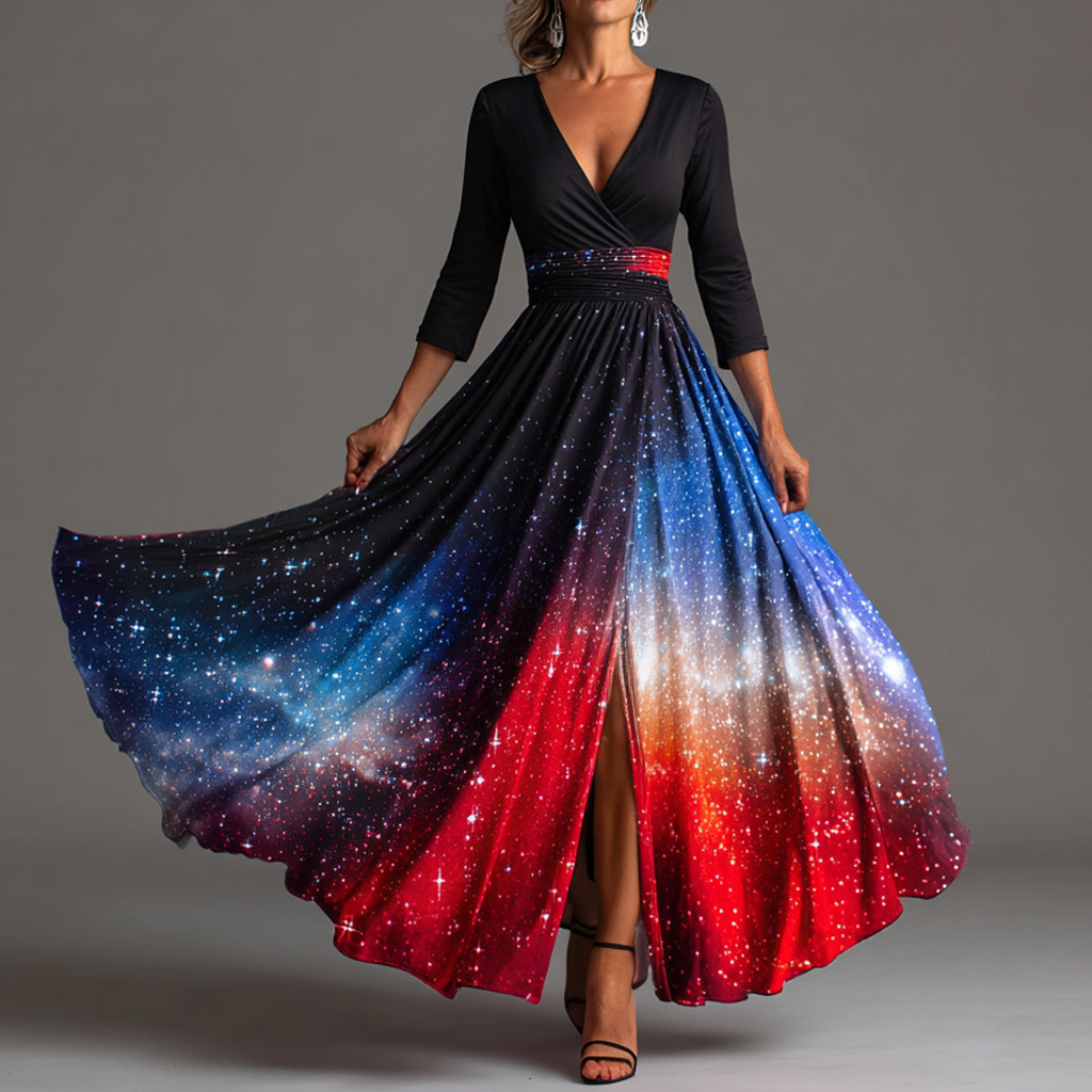 US 250th Anniversary Art Print Long-Sleeve Dress