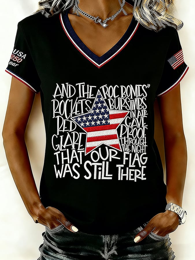 Women's Vintage America 250th Anniversary  Getting Star Spangled Hammered Print T-Shirt