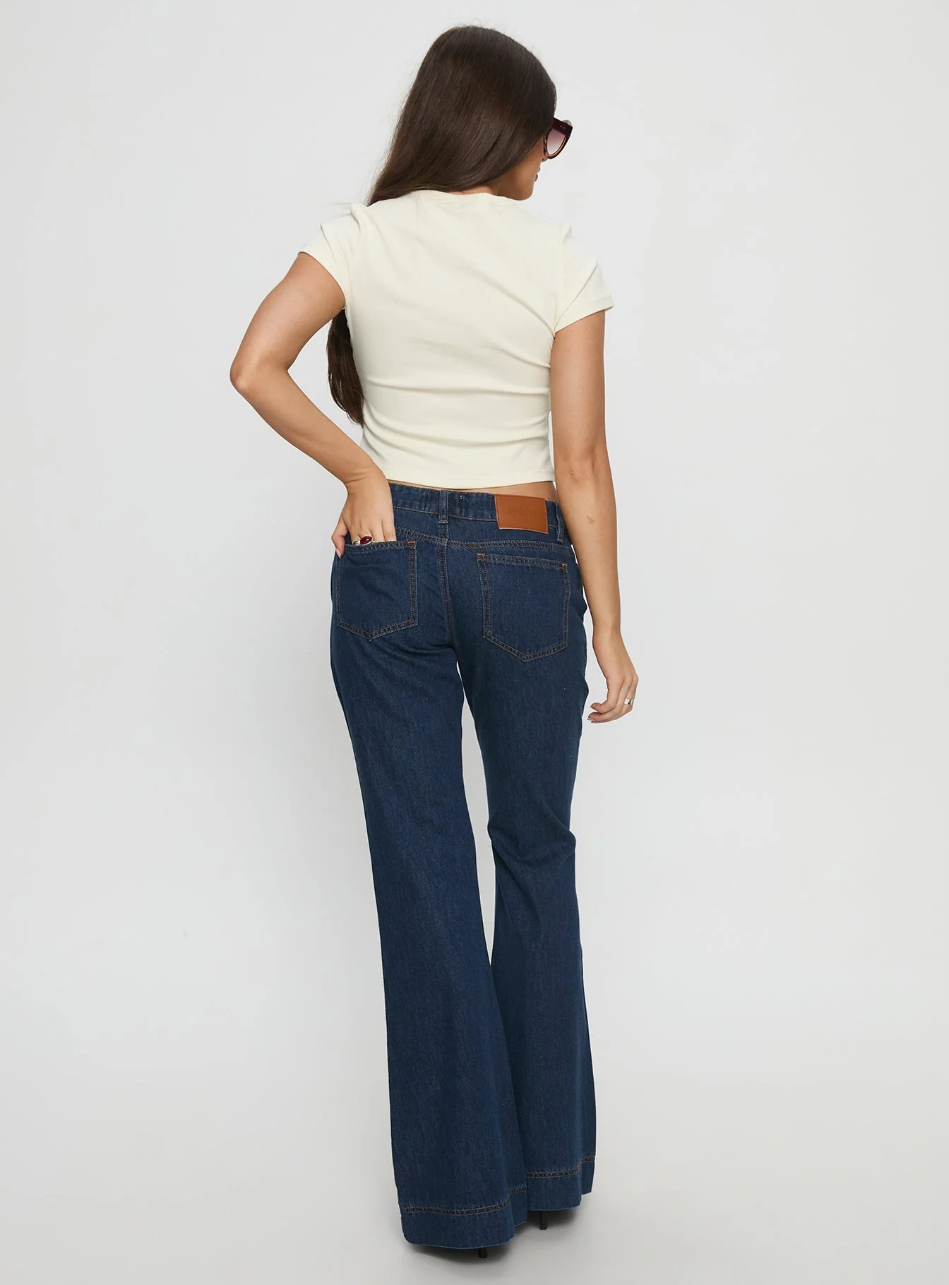 Acapulco Low Rise Flare Jeans Dark Blue Wash