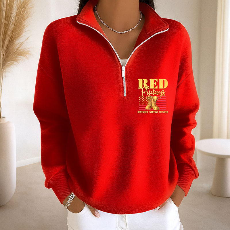 Women's Red Friday Print Casual Sweatshirt
