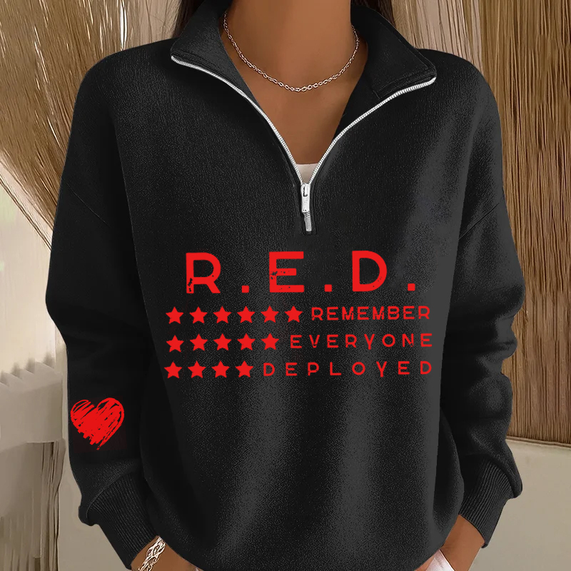 Women's Red Friday Printed Casual Sweatshirt