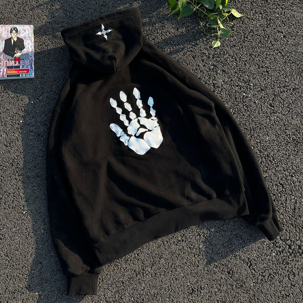 Spider Hand Print Long Sleeve Zipper Hoodies