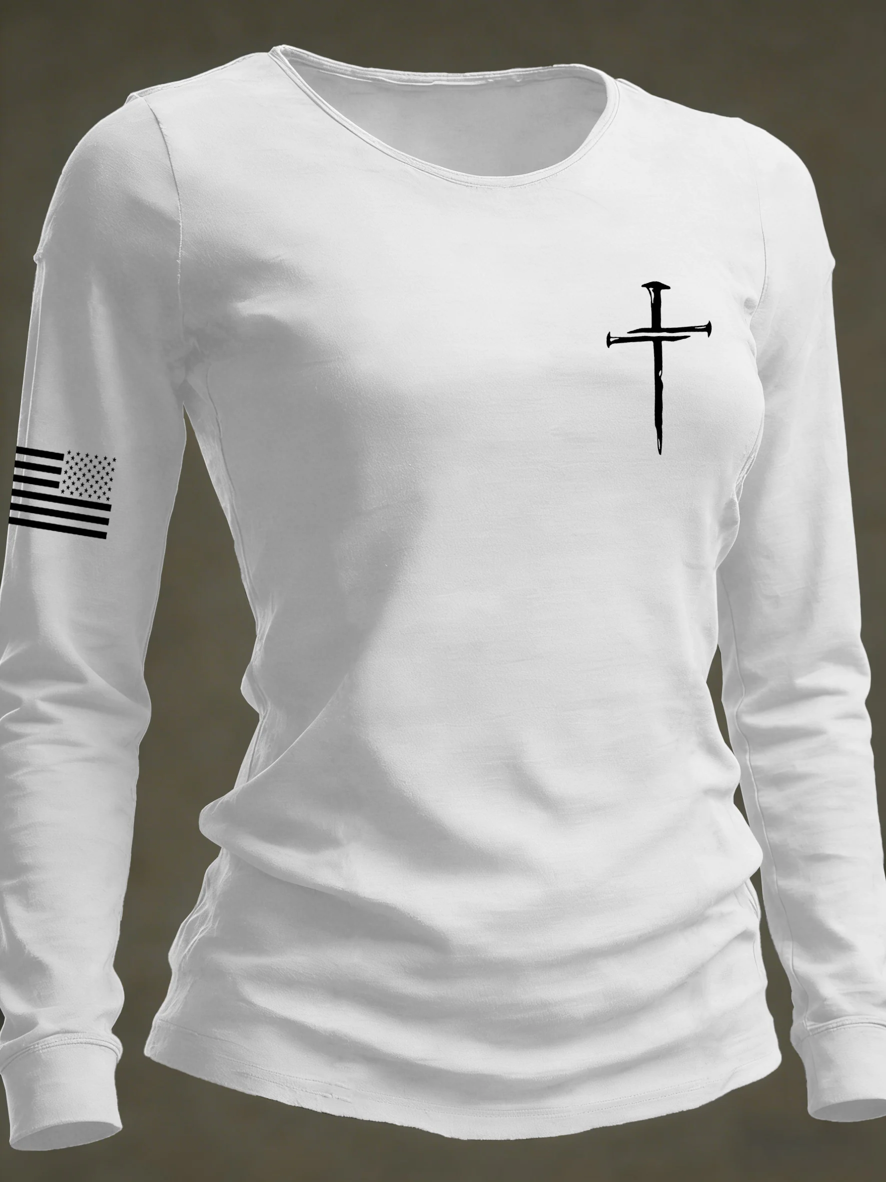 Women's Vintage Faith Cross Print Casual Long-Sleeved T-Shirt-Fast Shipping