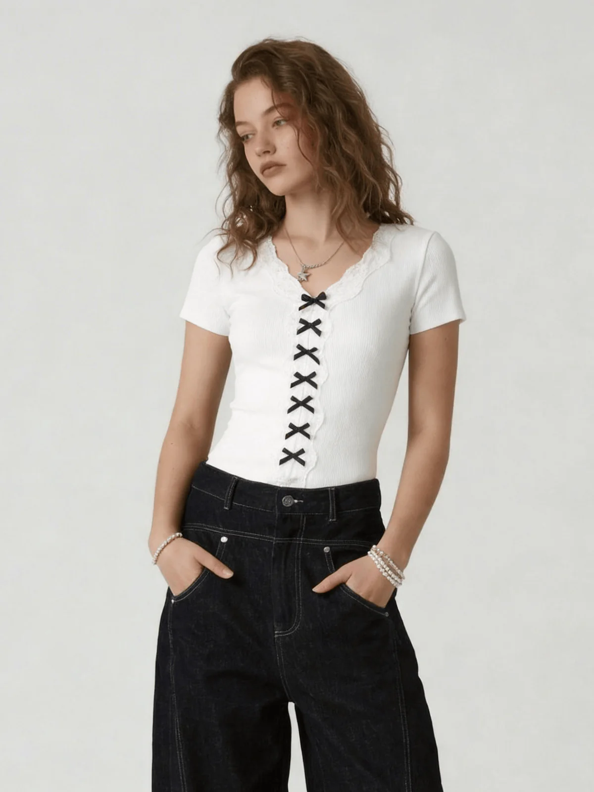 Aelfric Eden Lace Ribbon Trim Baby Tee