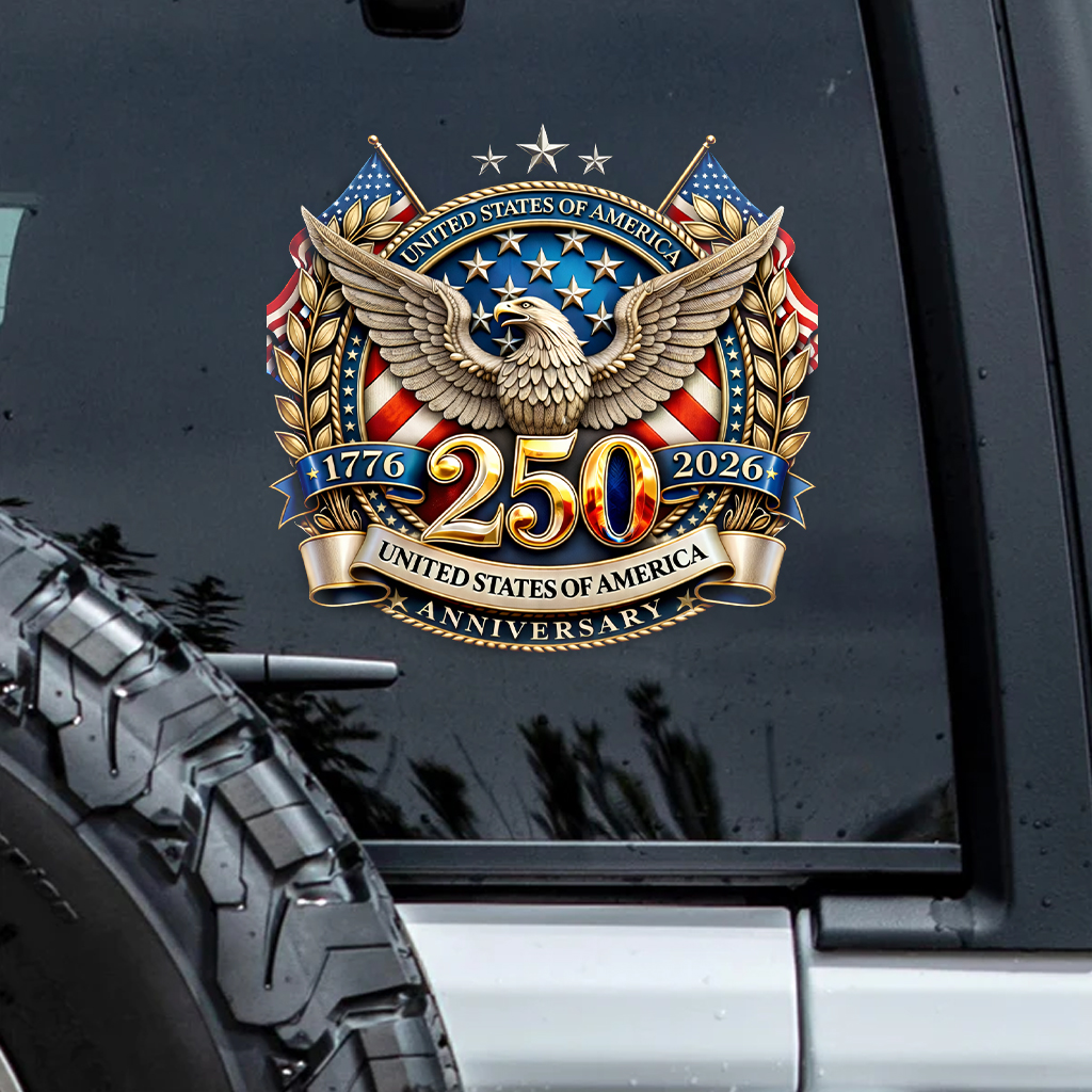 United States of America 250th Anniversary Emblem Car Window Decal Sticker