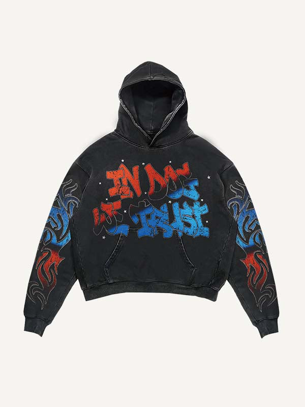 Skeleton&Dog&Letter&Graphic Print Slant Pockets Hoodie