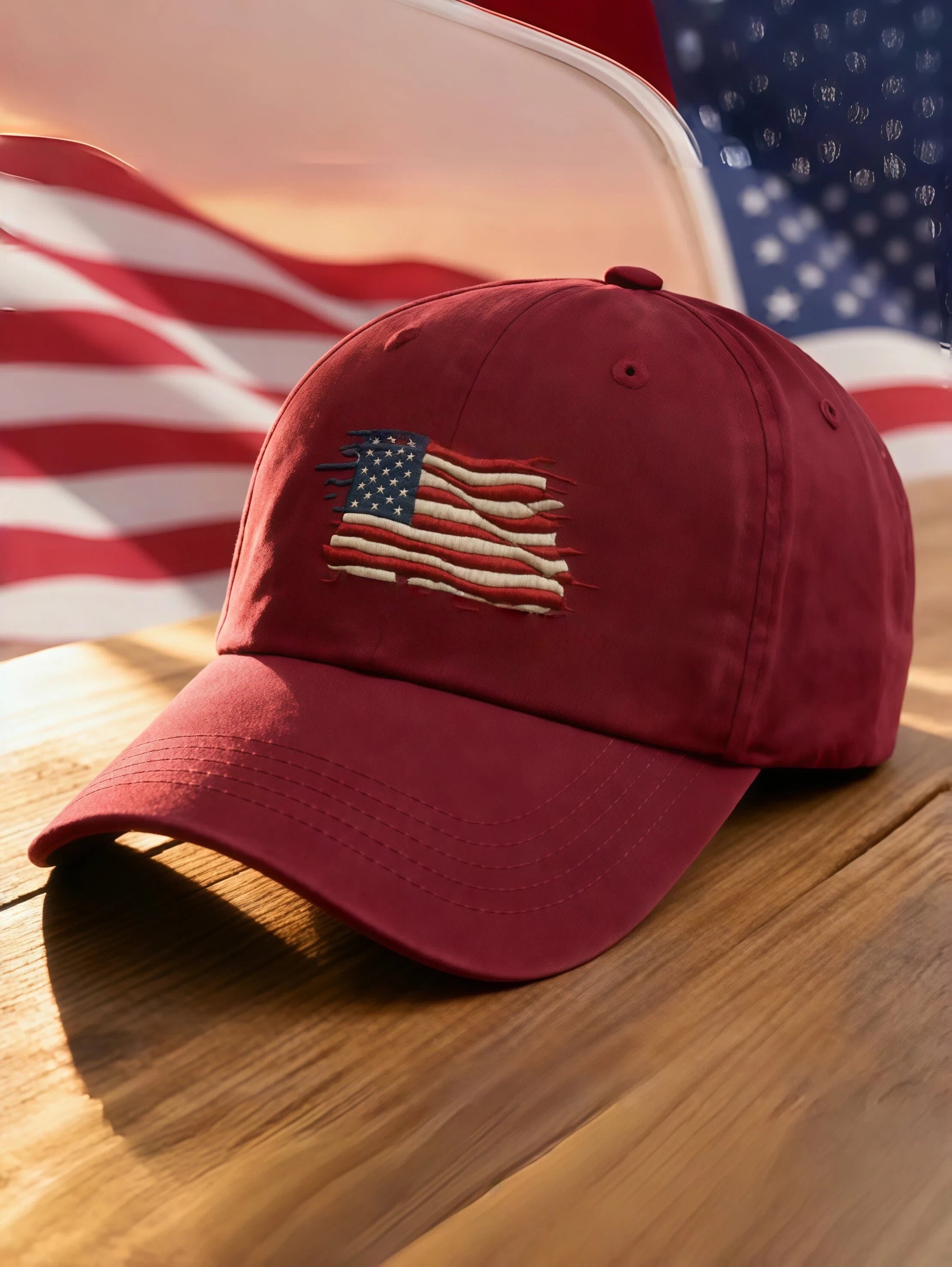 Vintage Distressed American Flag 3D Embroidered Patriotic Adjustable Baseball Cap – Streetwear Style
