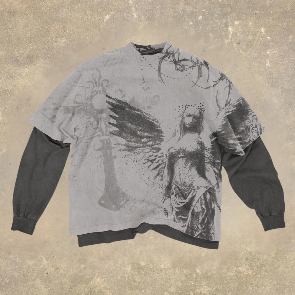 Angel Graphic Layered Long Sleeve T-shirt