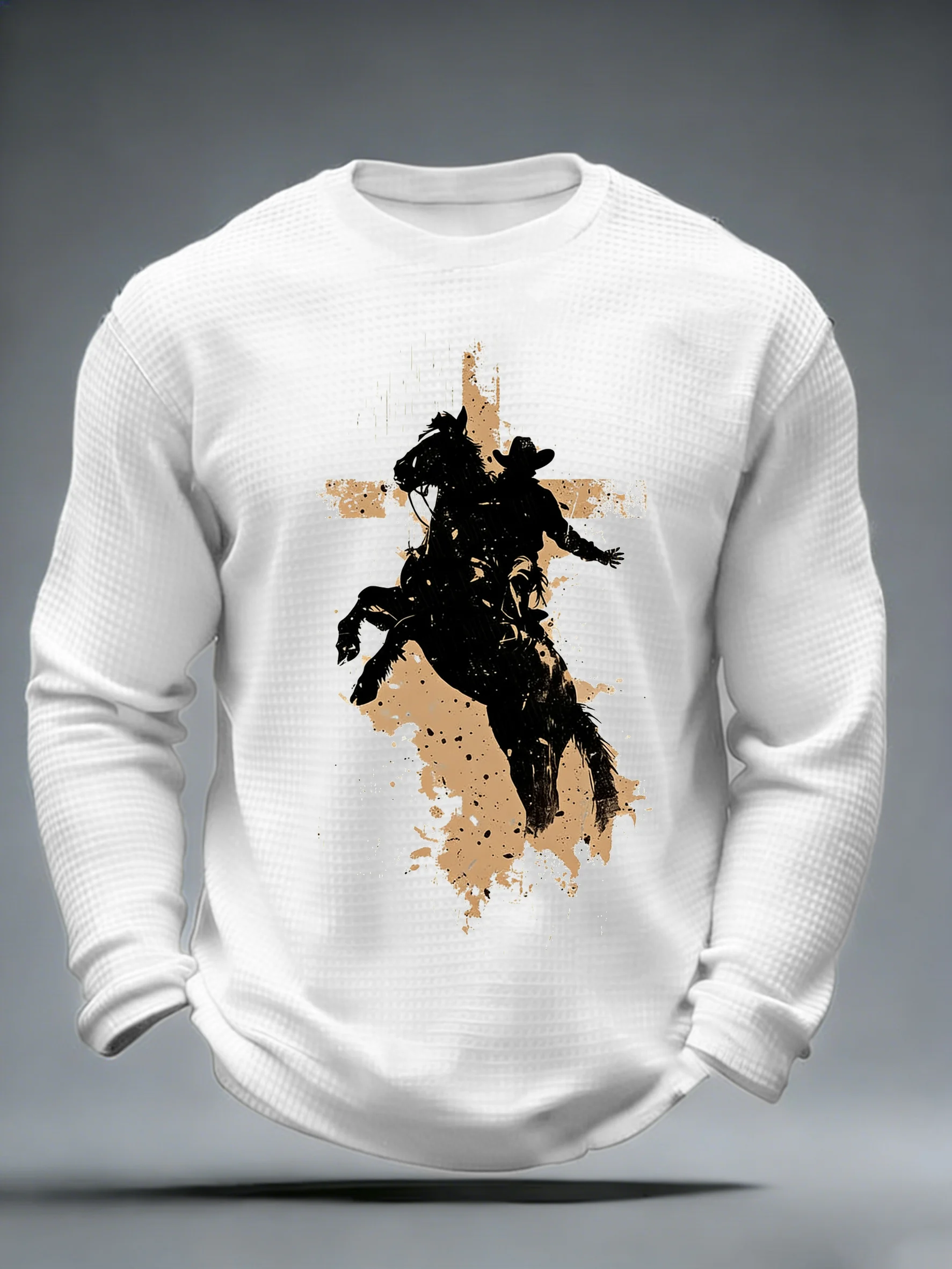 Men'S Casual T-Shirt With Western-Style Print.-Fast Shipping