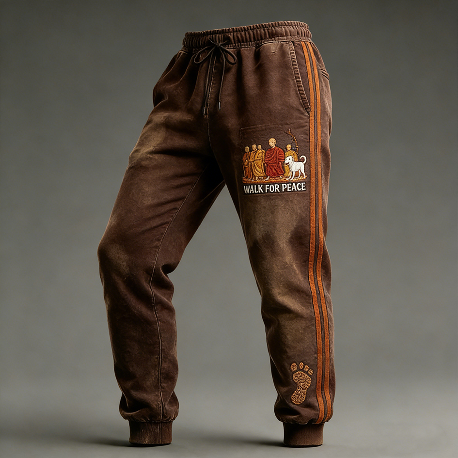 Walk For Peace Retro Pattern Leisure Sport Long Pants