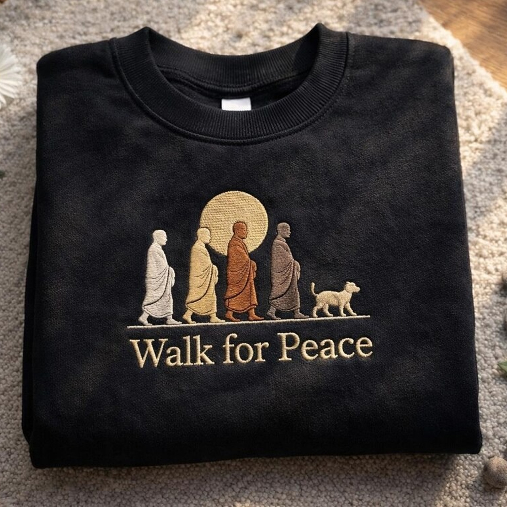 Walk For Peace Monks With Aloka Dog Comfy Sweatshirt