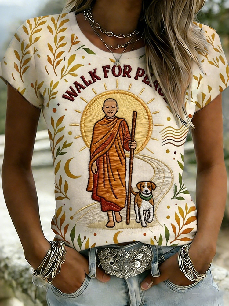 Women's Retro Walk For Peace Art Print T-shirt